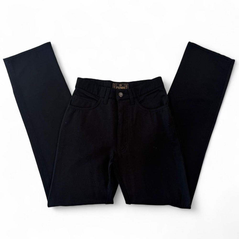 Fendi Vintage Black Straight Leg High Waist Pants
